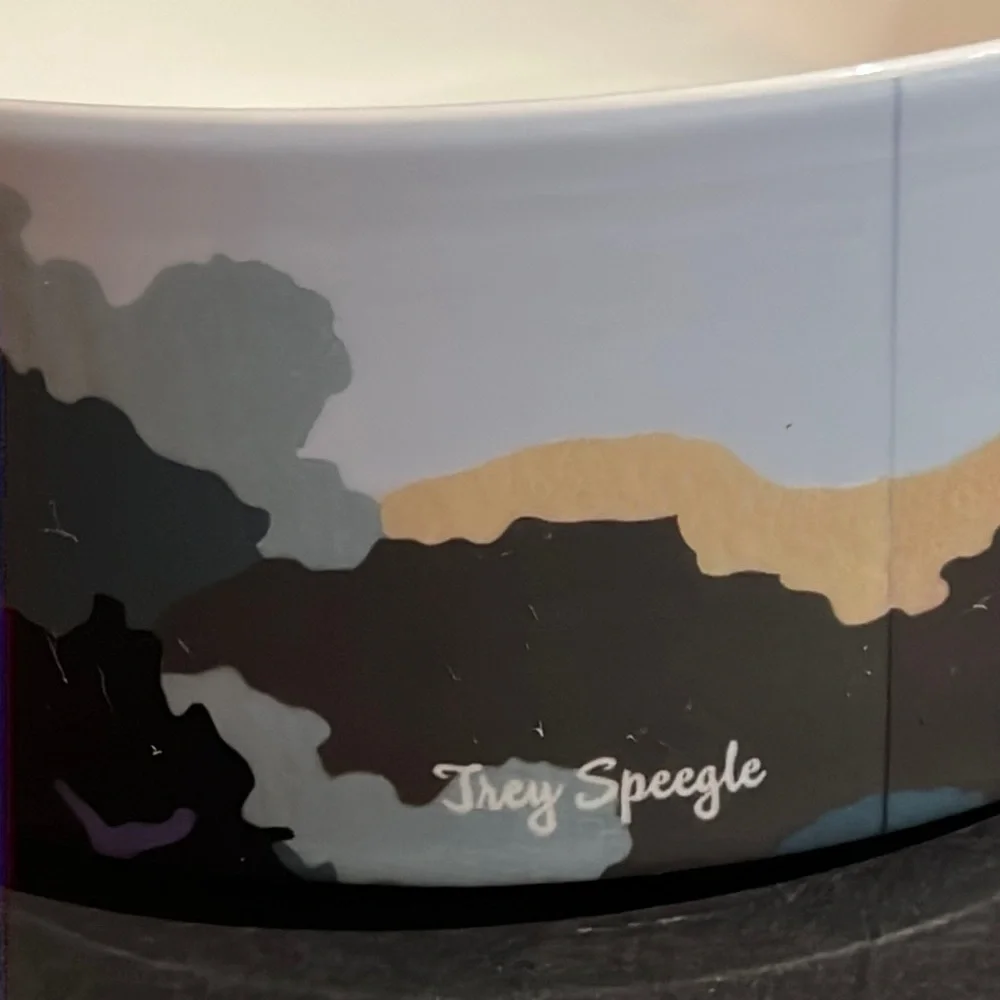 Trey Speegle original artwork “MORE PLEASE” ceramic dog bowl